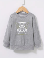 Kid's Halloween Butterfly Skeleton Sweatshirt Crew Neck Pullover