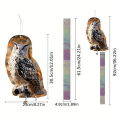 Patio Balcony Owl Bird Repellent with Reflective Ribbon