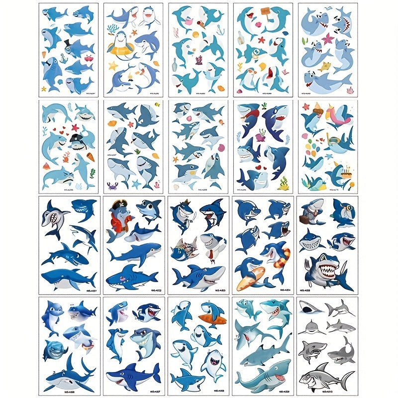 Herbal Tattoo Stickers Waterproof Shark Pattern Series Set