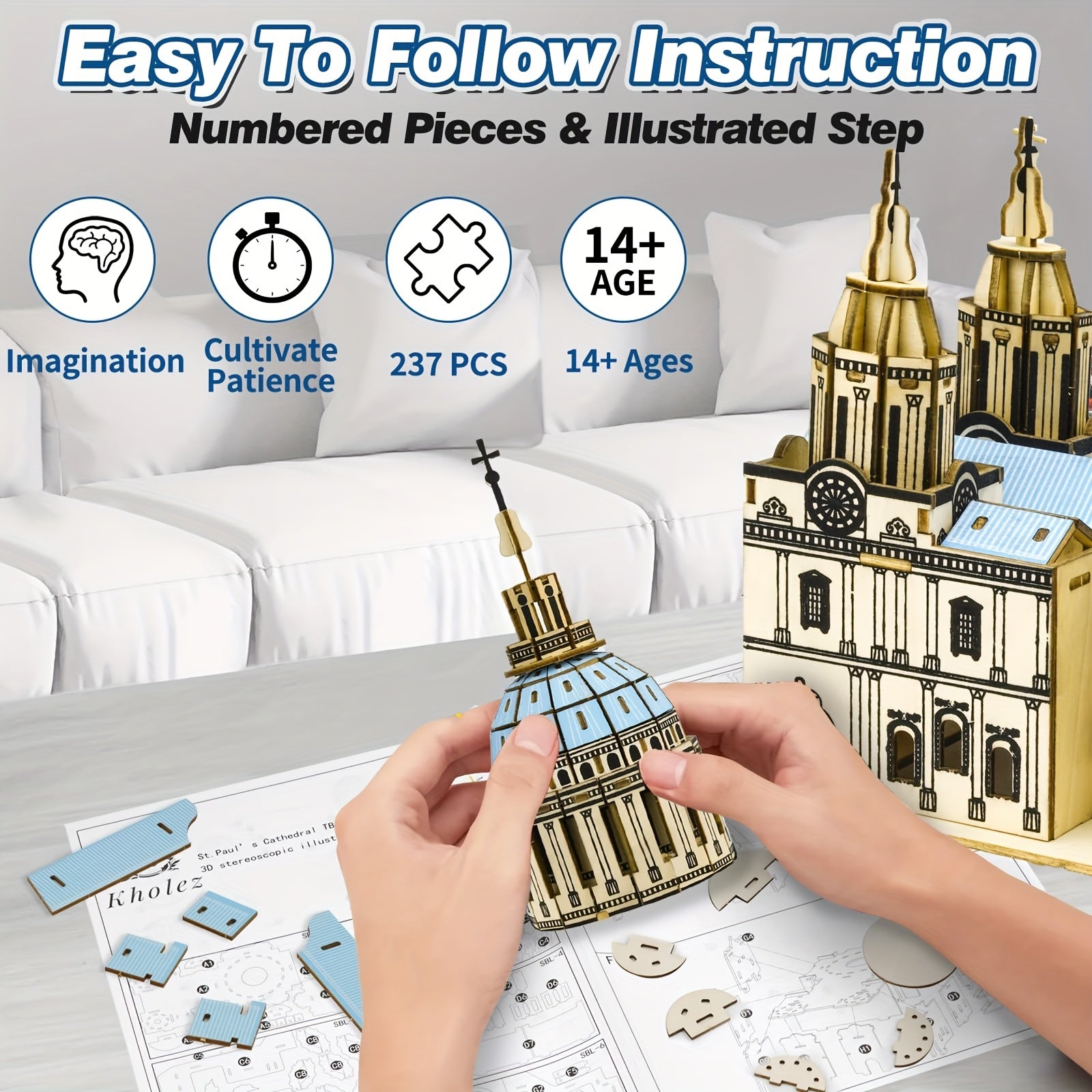 St Paul's Cathedral 3D Wooden Puzzle Historical Gothic Church Architecture