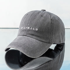 Washed Distressed Baseball Cap STAYWILD Embroidery Solid Sun Hat