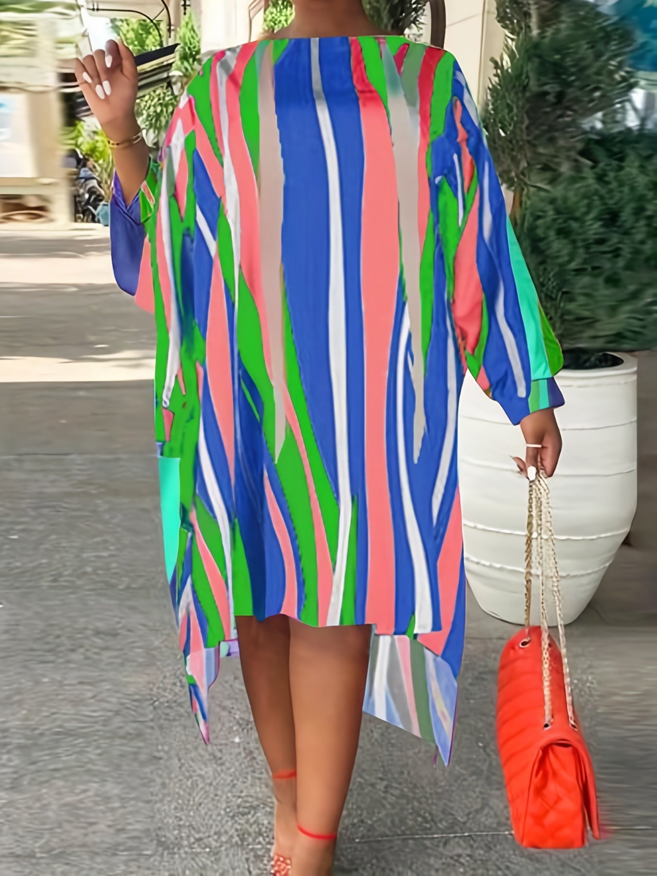 Casual Dress Women's Plus Random Print Long Sleeve Dress