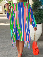 Casual Dress Women's Plus Random Print Long Sleeve Dress