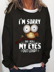 Letter & Bird Print Crew Neck Sweatshirt for Women