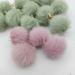 50pcs 15mm Mink Fur Ball Pendant Earrings Necklace DIY Jewelry Making