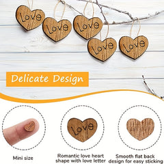 600pcs Wooden Heart Rural Wedding Table Decoration DIY Craft Patch