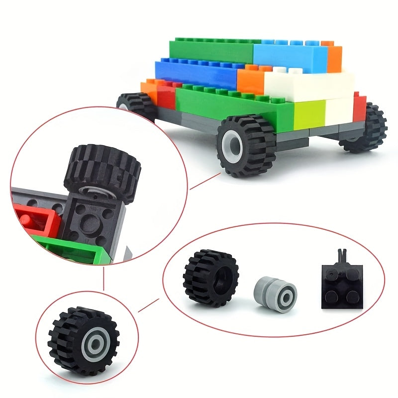 48/80pcs Building Blocks Mini Wheel Tire Set Car Tire Construction Blocks