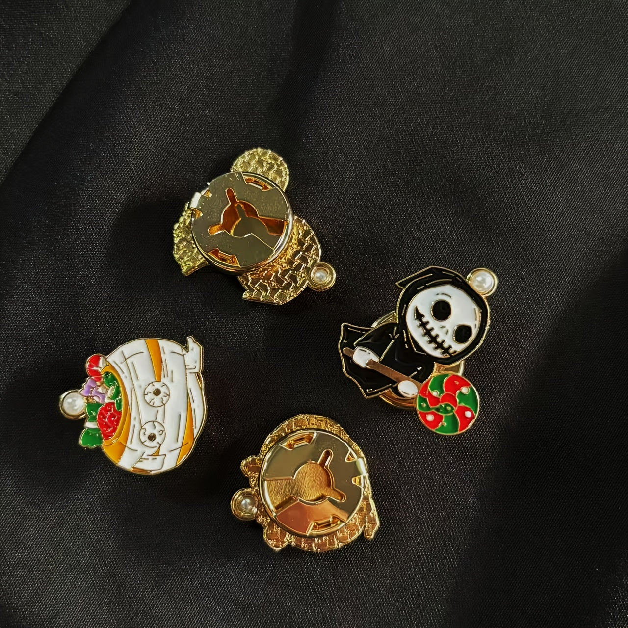 2pcs Halloween Pumpkin Button Covers Easy Clip On Jack O' Lantern