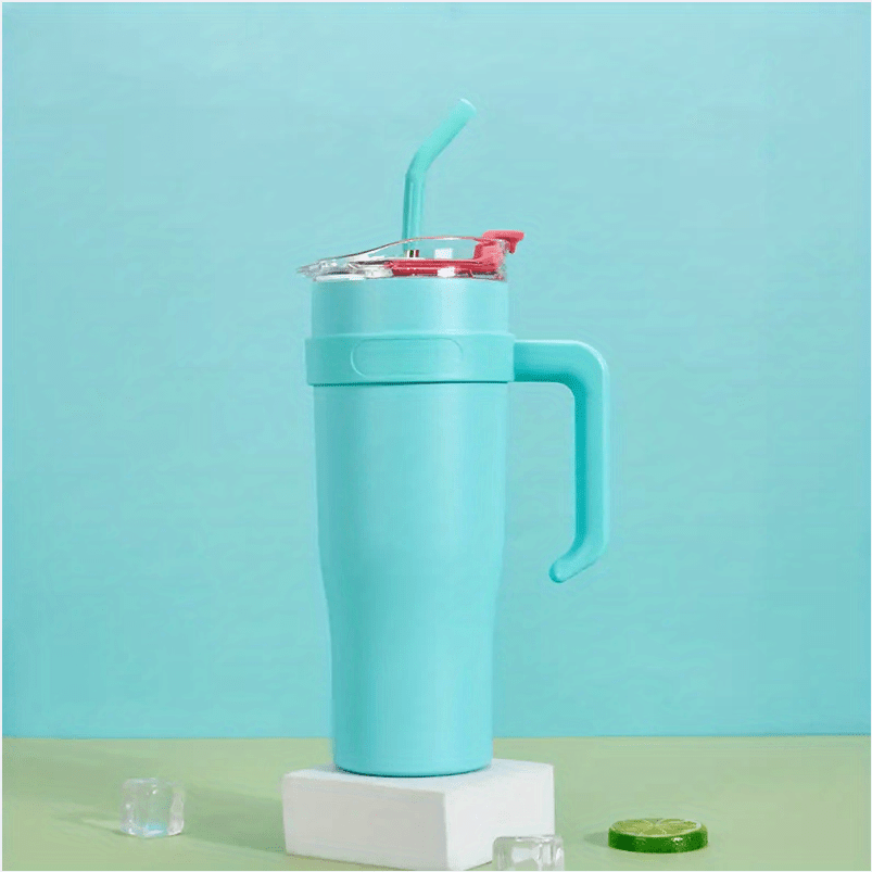 1200ml Stainless Steel Vacuum Cup With Handle, Leakproof, Straw, Outdoor Sports