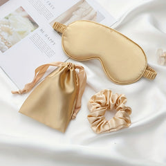 Silk Eye Mask with Hair Ring and Storage Bag Sleep Set