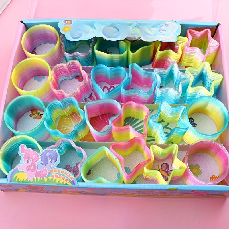 3pcs Rainbow Spring Rings Colorful Folding Funny Toys