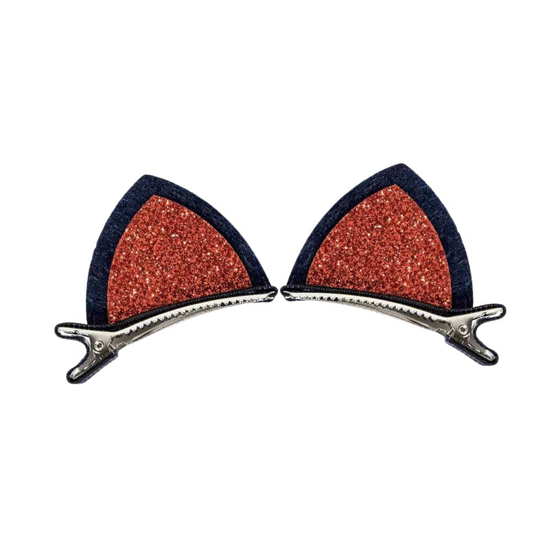 Sequin Kitten Ears Hair Clips for Christmas Parties