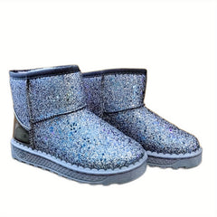 Sequin Snow Boots for Girls, Soft Warm Fleece, Outdoor Walking, Autumn/Winter