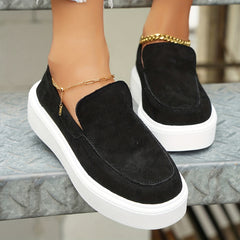 Women's Solid Platform Sneakers Slip On Outdoor Shoes Low Top Comfortable
