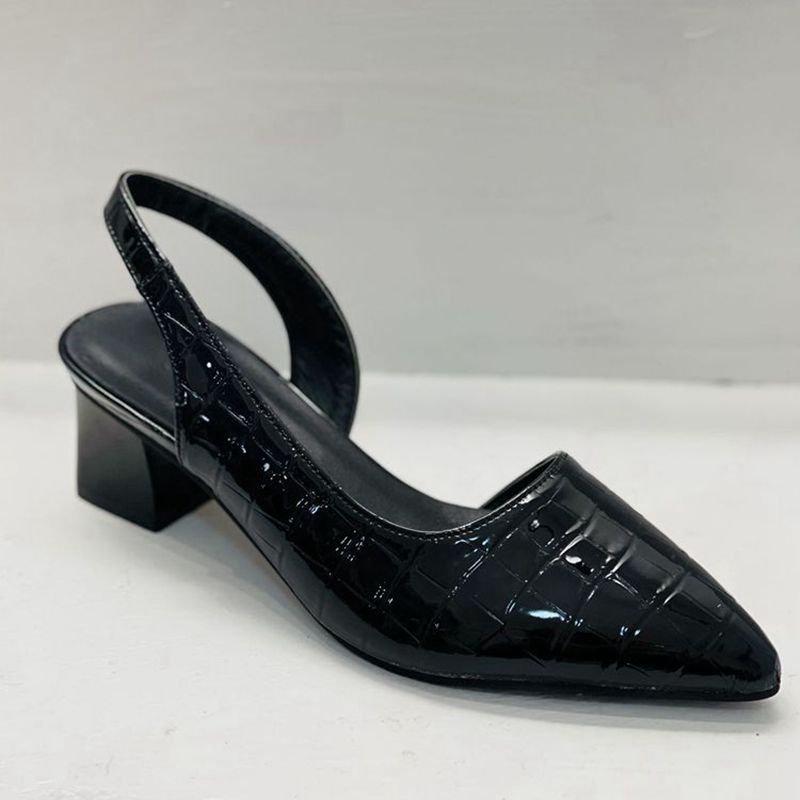 Pointed Toe Slingback Chunky Heel Sandals