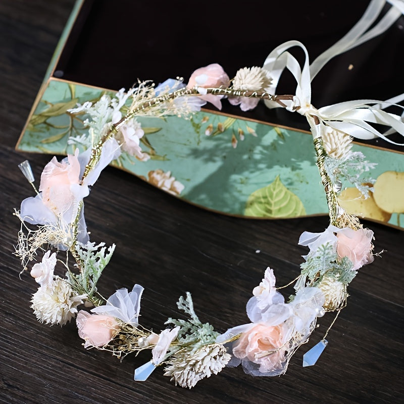 Flower Leaf Bridal Headband Tiara For Women Bride Party Wedding