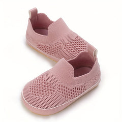 Breathable Slip On Woven Shoes For Baby Girls Lightweight Non slip Walking Shoes