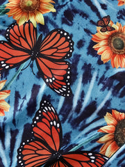 Women's Plus Sunflower & Butterfly Print High Rise Shorts
