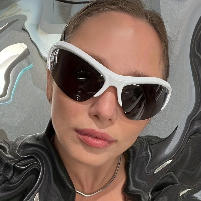 Y2K Semi Rimless Sunglasses UV400 Sun Shades