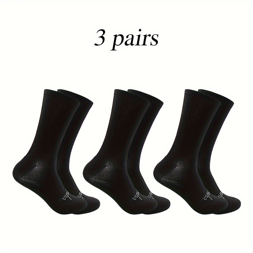 3 Pairs Men's Mid Crew Sport Socks Nylon Blend Breathable Sweat-absorbing Socks