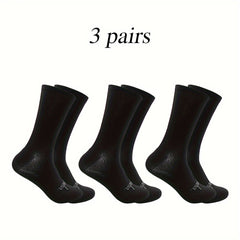 3 Pairs Men's Mid Crew Sport Socks Nylon Blend Breathable Sweat-absorbing Socks