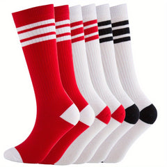Girls Kids Unisex Cotton Knee High Socks Triple Stripes School Socks