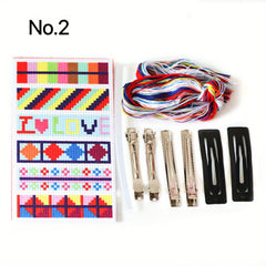 Embroidered Hair Clips DIY Kit w/ Cloth Threads & Glue, Barrette Clips