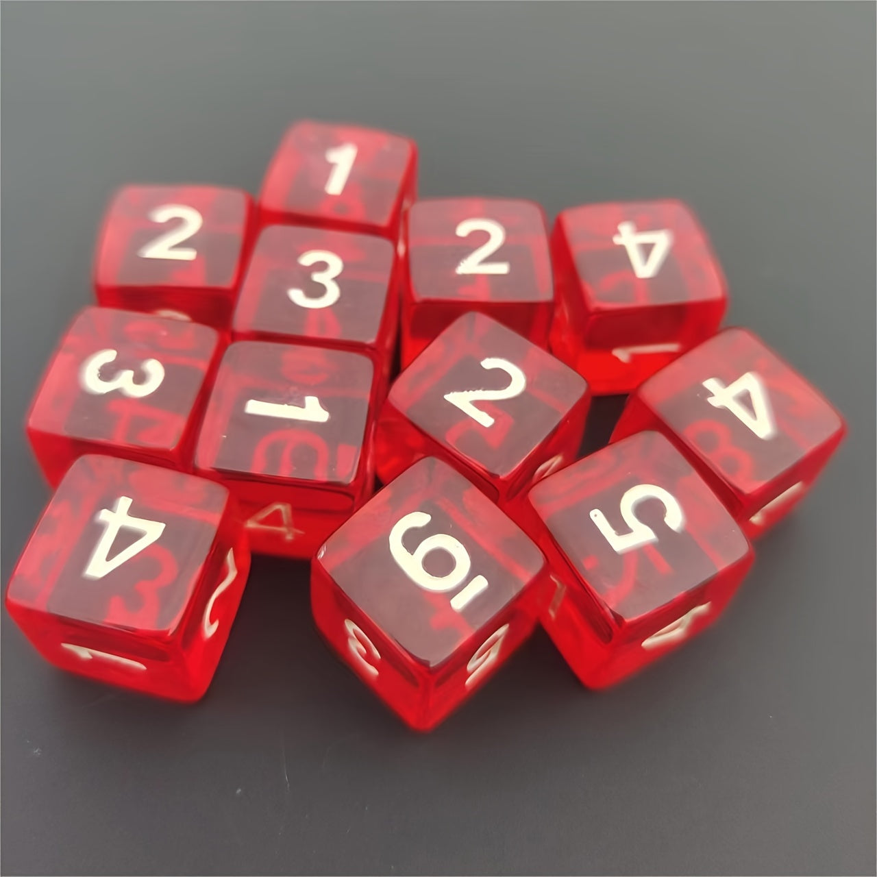 60pcs 16mm Transparent Digital Dice for Table Game and Collection