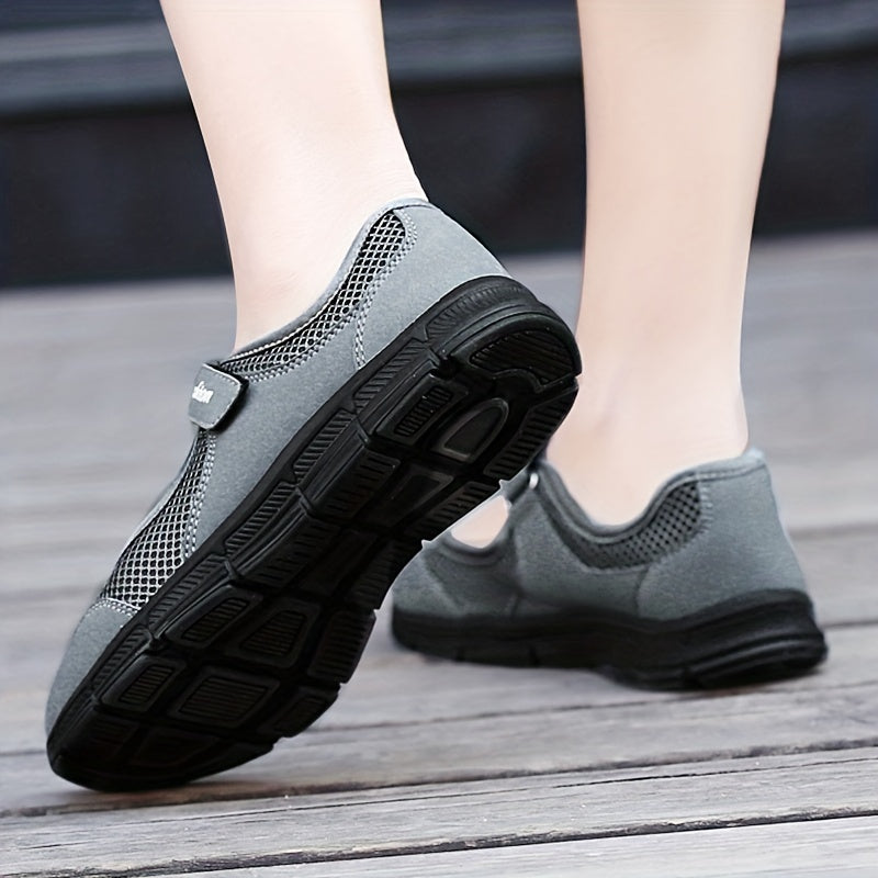 Women's Mesh Walking Shoes with Letter Graphic and Hook & Loop Fastener