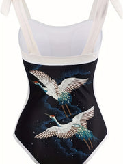 Retro Tankini Set Women's Painting Print One Piece S