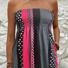 Geometric Colorblock Tube Top Sleeveless Summer Top