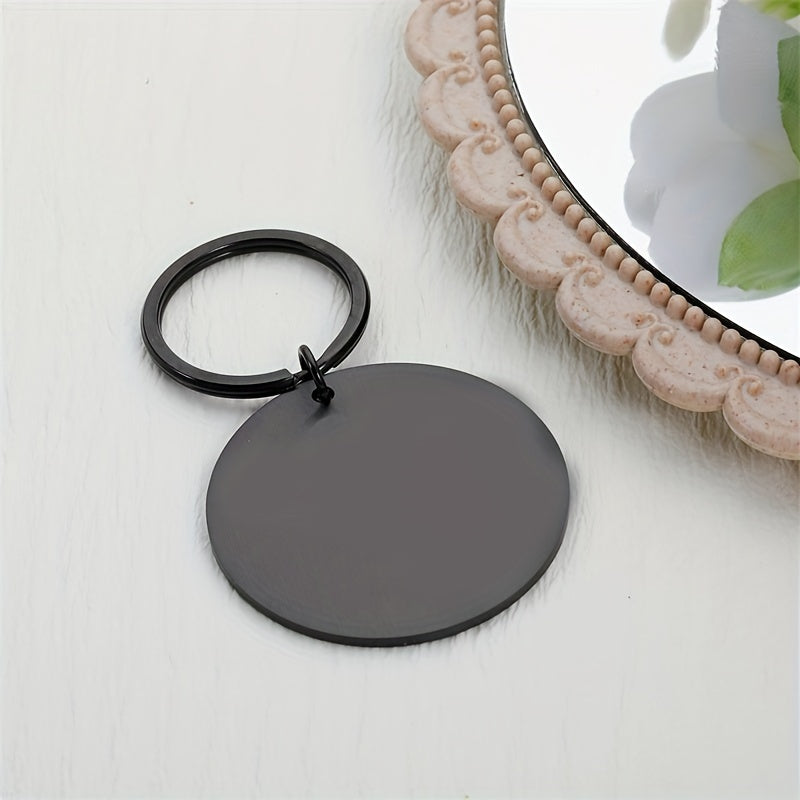Personalized Stainless Steel Round Disc Keychain for Men