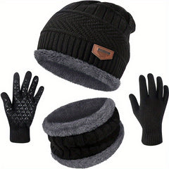 Winter Velvet Hat Scarf Gloves Set for Women Men