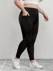 Basic Leggings Women's Plus Plain High Rise Leggings