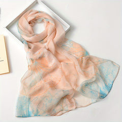 Lotus Pattern Chiffon Scarf Sunscreen Soft Shawl Wrap