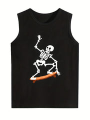 Boy's Skeleton Print Sleeveless Shirt for Summer