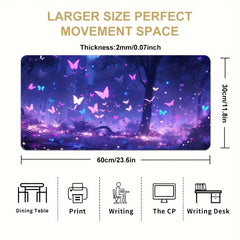 Purple Butterfly Large Mouse Pad Extended Desk Pad Non Slip Rubber Base