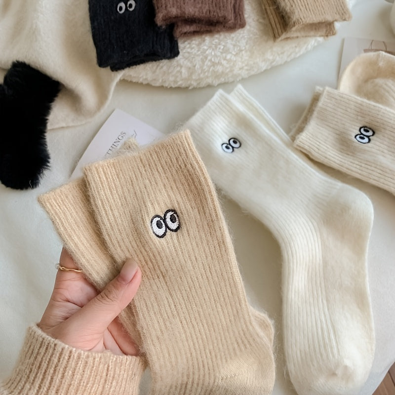 6 Pairs Cartoon Pattern Warm & Fuzzy Socks for Women