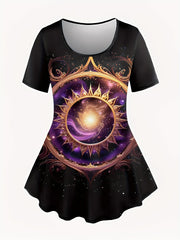 Women's Plus Galaxy Print Peplum Top & Pants Set
