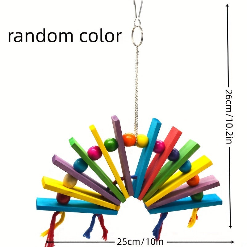 Colorful Wooden Block Parrot Toy Swing Chew Toy