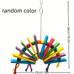 Colorful Wooden Block Parrot Toy Swing Chew Toy