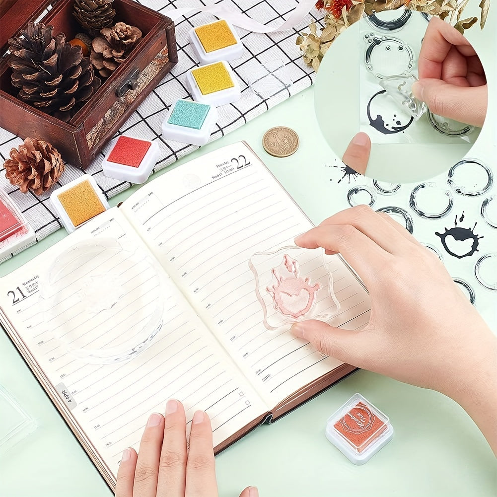 DIY Notebook Scrapbook Coffee Stain Transparent Stamp