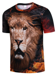 Men's Lion Graphic Print Active Tee for Summer