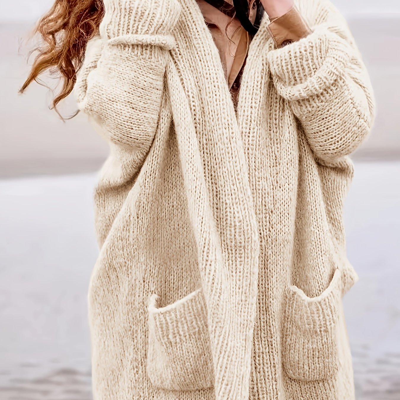 Women's Plus Size Casual Cardigan with Pockets