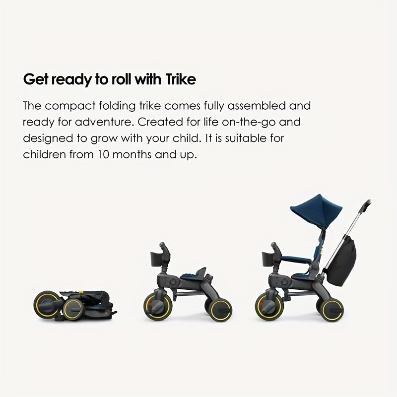 5-In-1 Foldable Trike For Toddlers Ages 10 Months-4 Years Gray