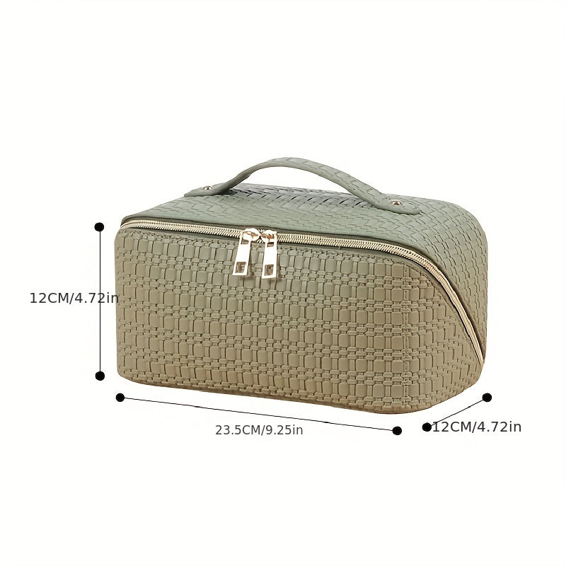 Large Capacity Checkered Travel Cosmetic Bag for Women Portable Makeup Organizer