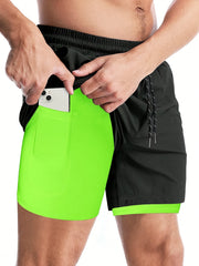 Men's 2 in 1 Double Layer Quick Drying Sports Shorts
