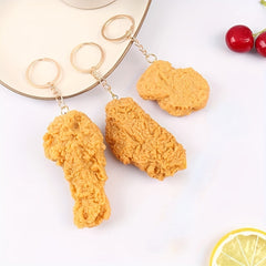 Fried Chicken Keychain Cartoon Key Ring for Adults