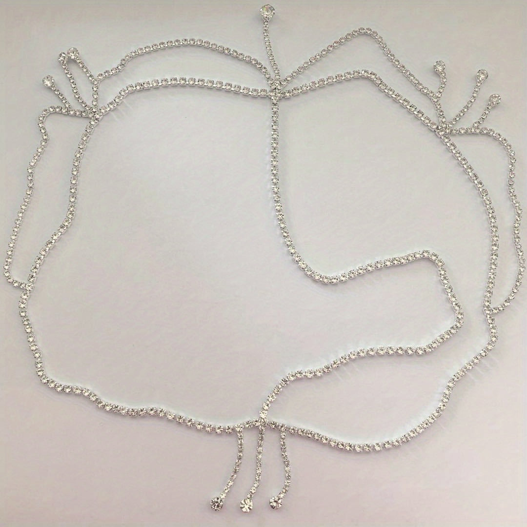 Rhinestone Head Chain with Tassel Bridal Head Jewelry