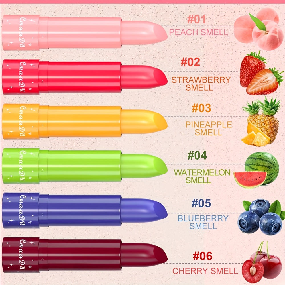 6pc Magic Lipstick Set Long Lasting Moisturizing Lip Balm Fruit Flavor